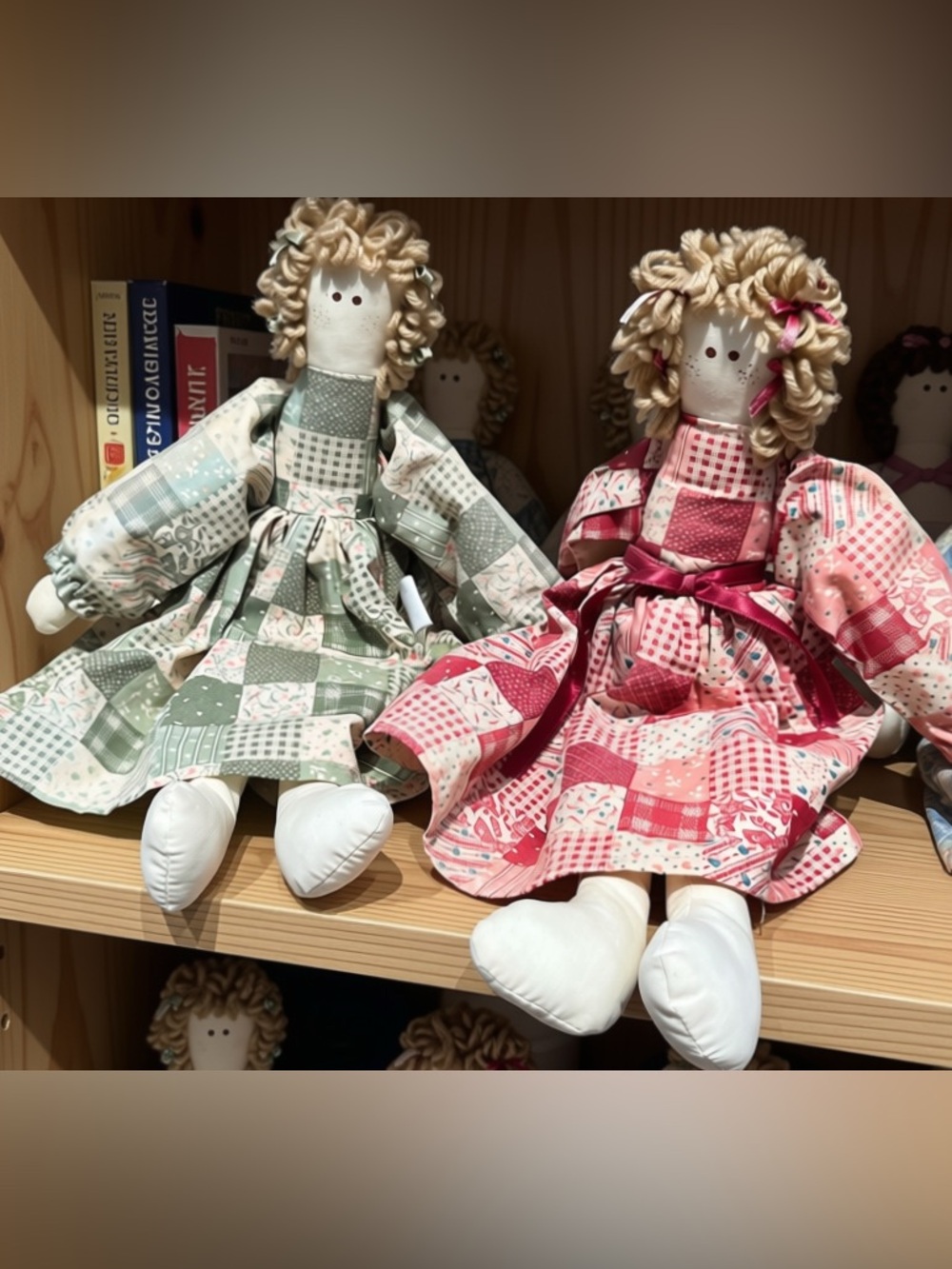 Vintage Cottagecore Patchwork Delton Fabric Dolls For Cozy Home Shelf Decor